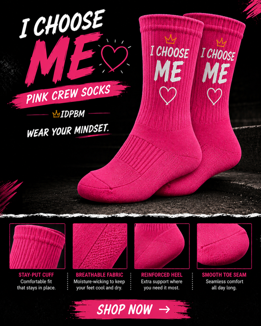 I Choose Me Pick Your Power Adult Pink Socks
