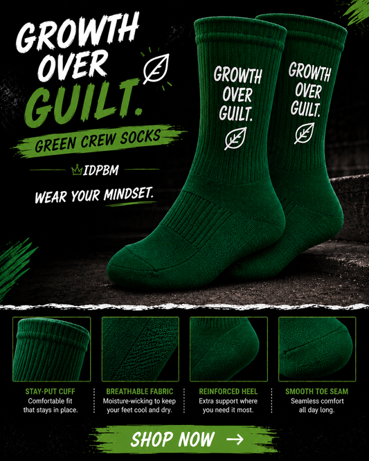 Growth Over Guilt Adult Green Socks